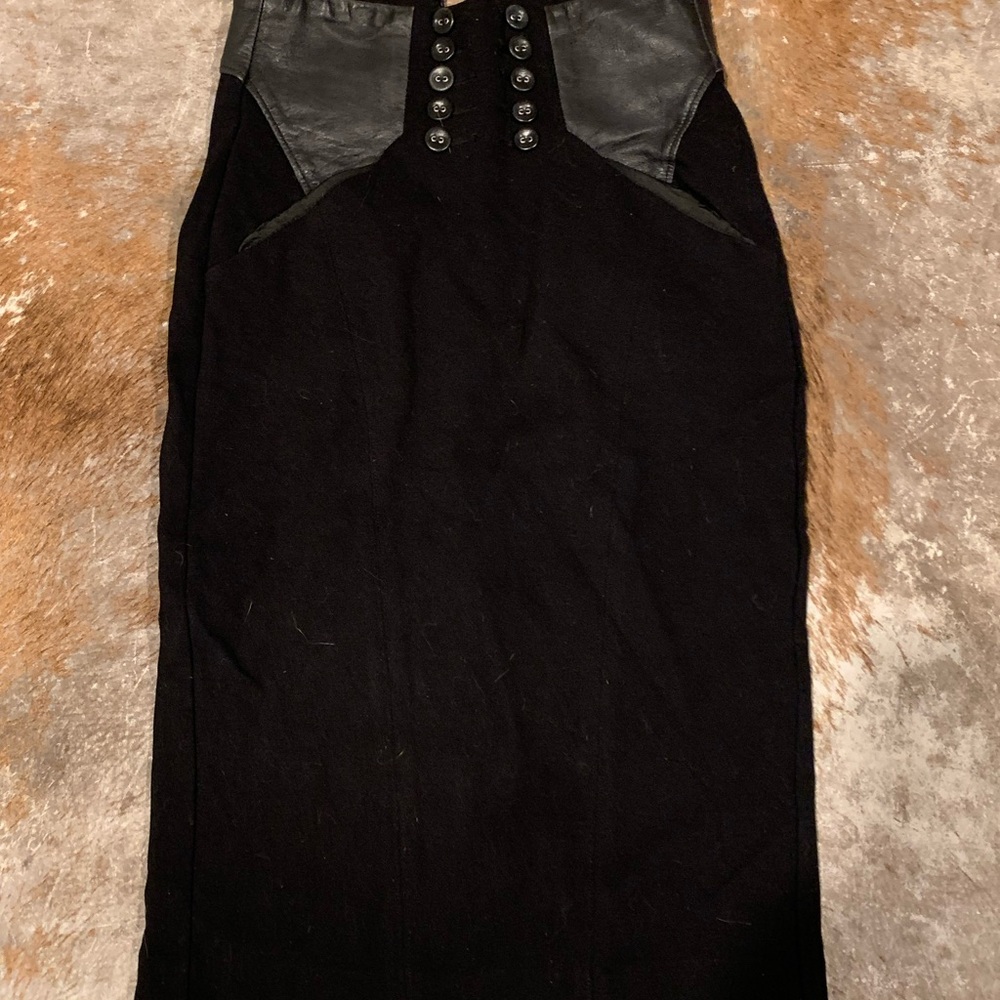 Bebe Black Skirt with Button Accents